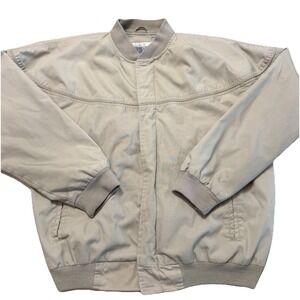 Vintage Windbreaker Bomber Jacket Mens XL Beige Full Zip Casual Lightweight 90s